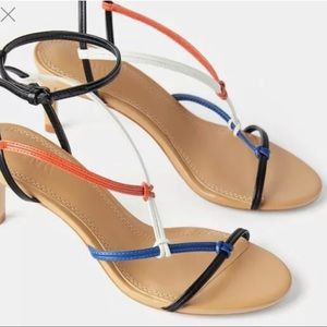 EUC Zara 39 sandal heel blue orange black 8